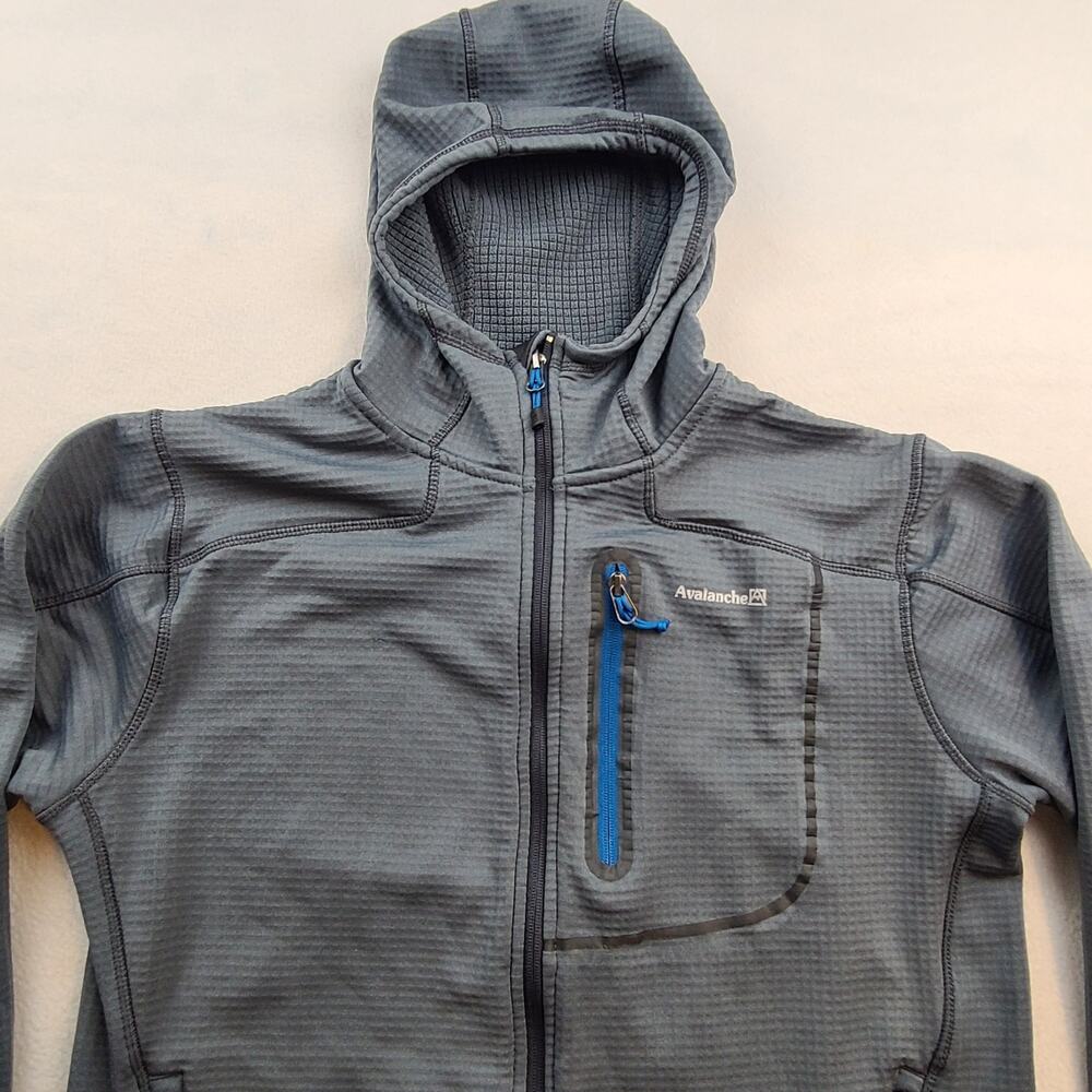 Avalanche Hooded Lightweight Jacket White/Blue Size M Full Zip Thumb Holes